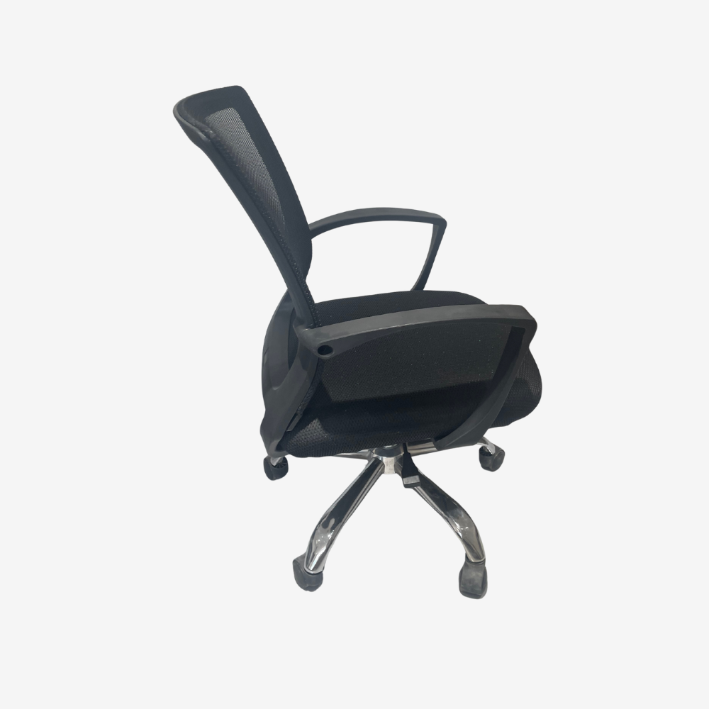 Black Mesh Mid-Back Task Chair with Fixed Armrests - Image 3