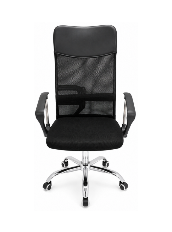 Black Mesh Executive Chair with Headrest and Loop-Style Armrests