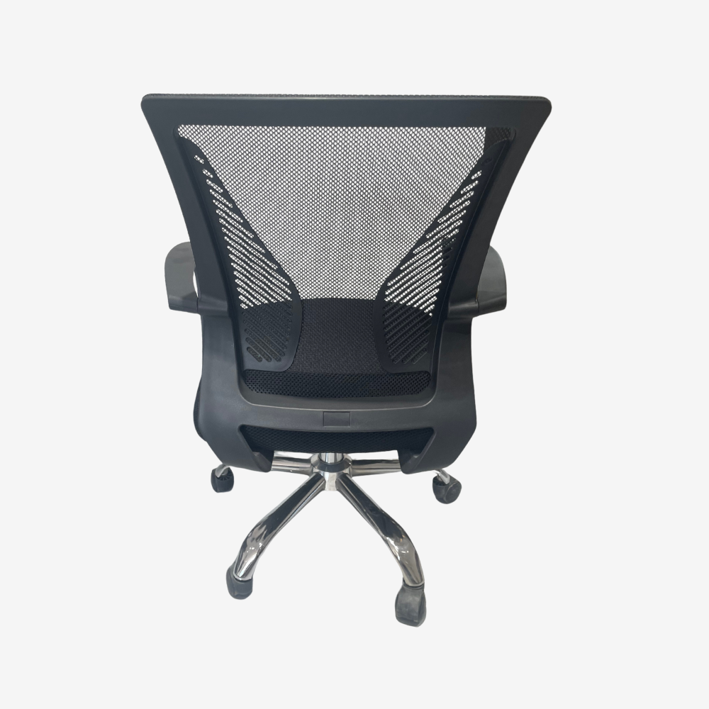 Black Mesh Mid-Back Task Chair with Fixed Armrests - Image 2