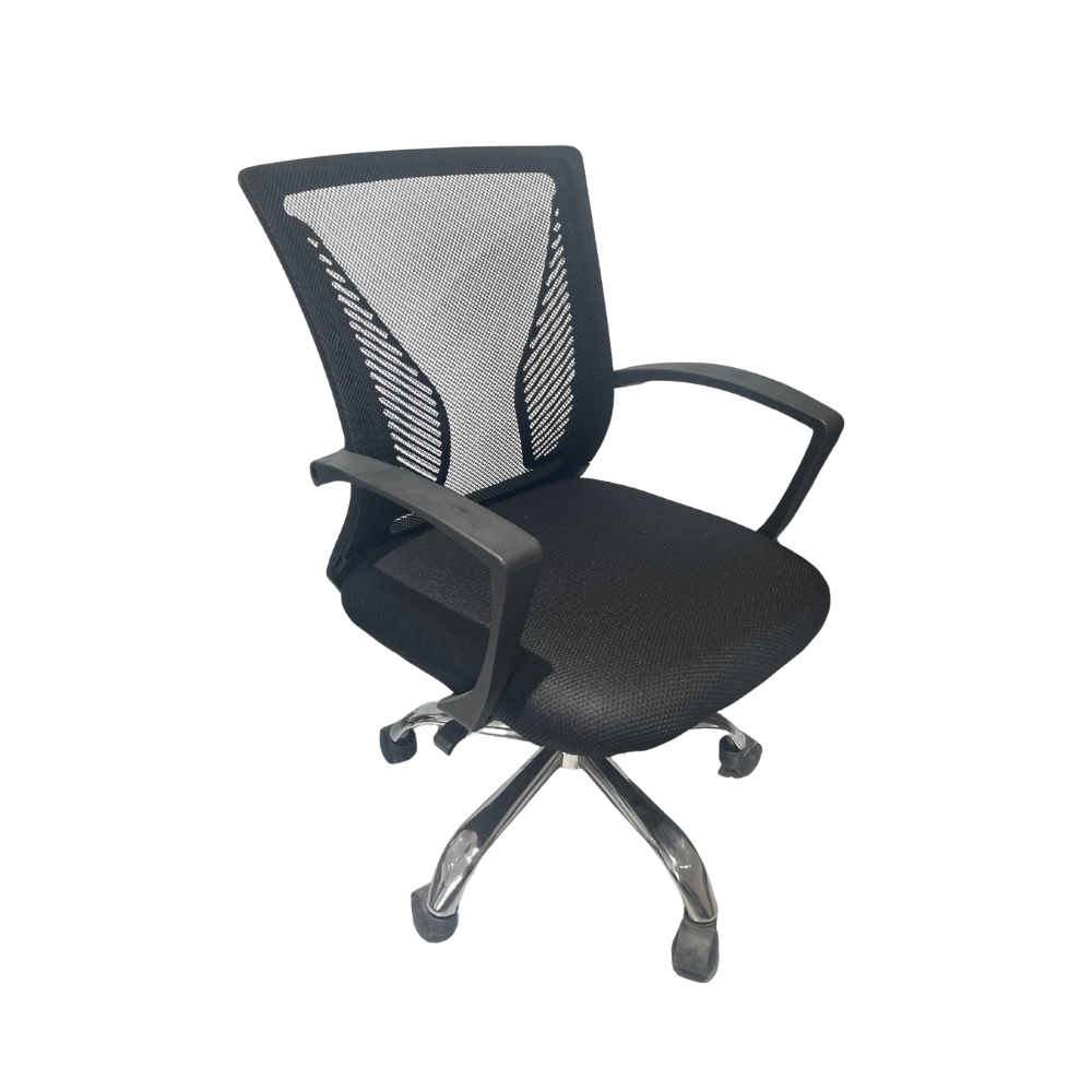 Black Mesh Mid-Back Task Chair with Fixed Armrests